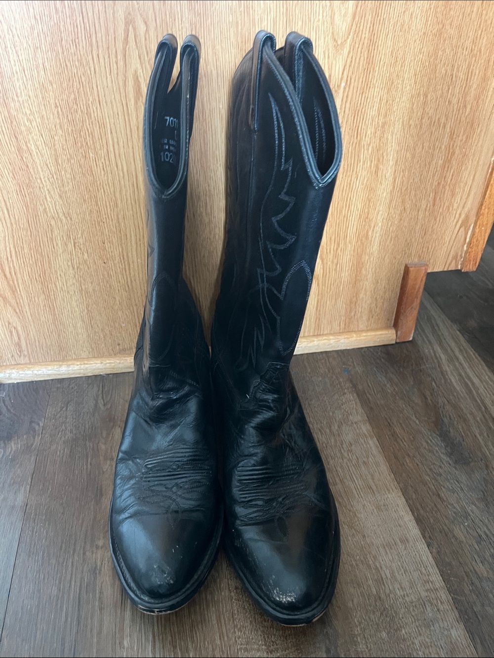 Old West Black Men's Western Leather Cowboy Boots. SZ 10.5